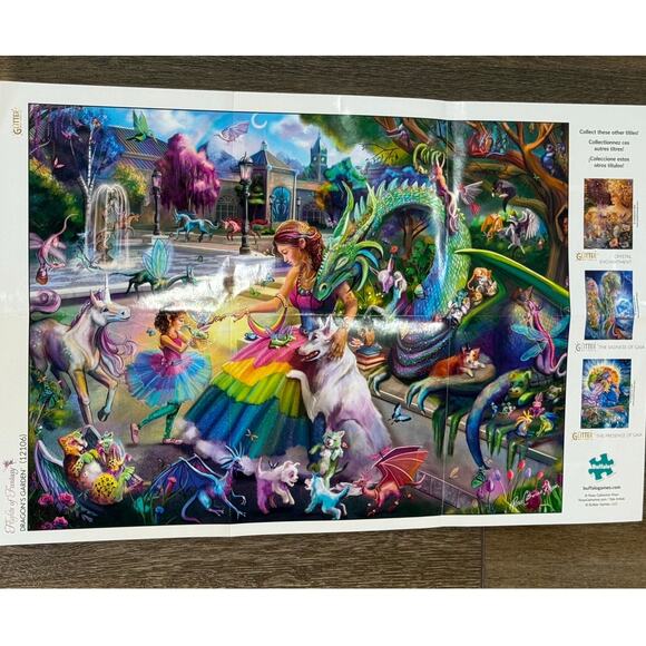 Josephine Wall Jigsaw Puzzle Dragon's Garden 1000 Piece Fairy Fantasy Glitter - Picture 6 of 6